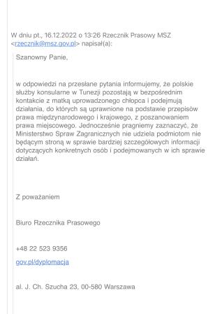 [VIDEO] TUNIS. Dlaczego Ambasador RP Justyna Porazińska nie pomaga matce oczekującej od października w Tunezji na odzyskanie polskiego 3-letniego dziecka? Czy Minister Spraw Zagranicznych zdymisjonuje ją i zastąpi bardziej skutecznym i wrażliwym dyplomatą?